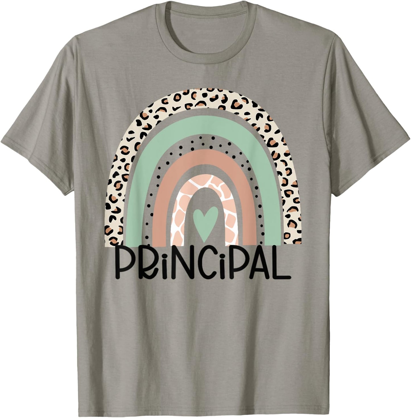 Principal Rainbow Leopard Funny Principal Appreciation T-Shirt - T-Shirt | Sand