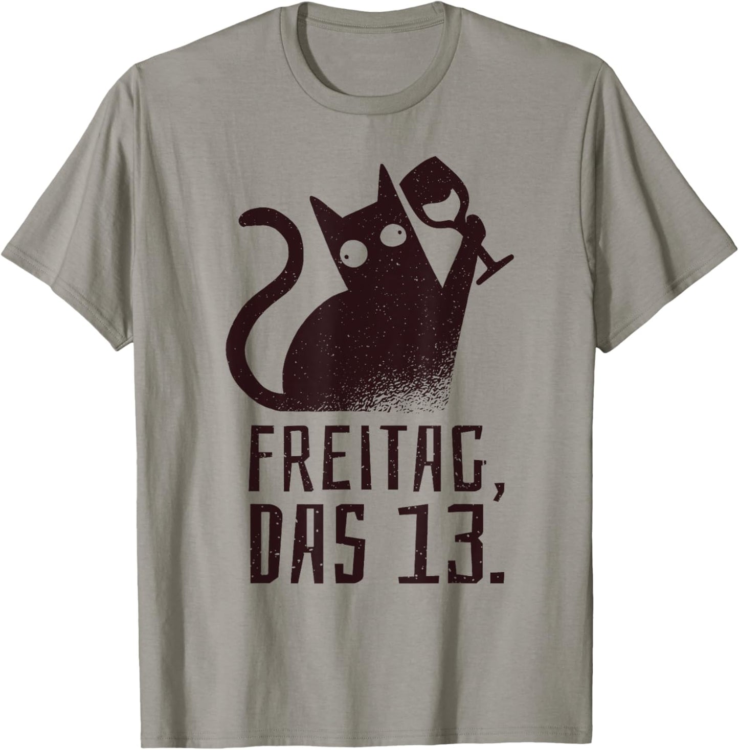 Friday the 13th Cat with Wine Saying for Wine Drinkers T-Shirt - T-Shirt | Sand