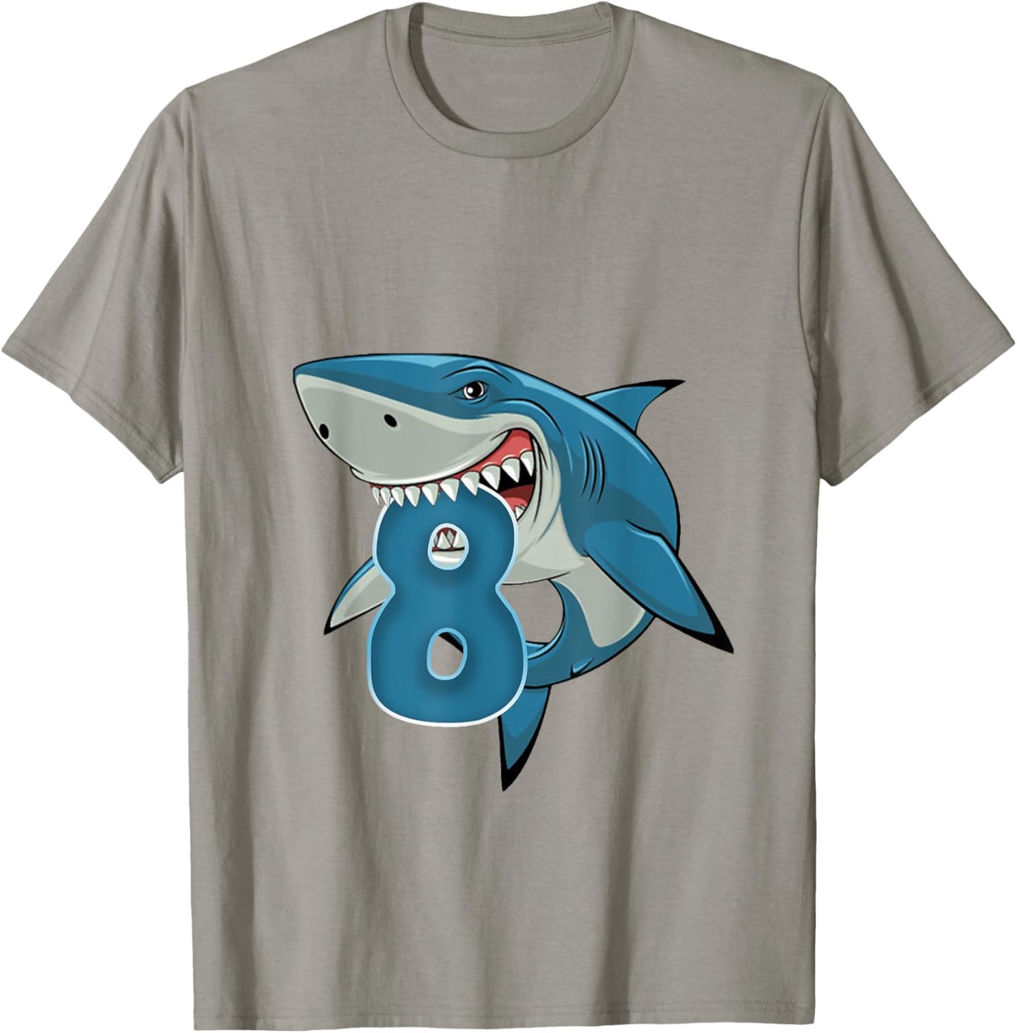 Boy 8th Birthday Shark 8 Year Old Birthday Shark Theme Party T-Shirt - T-Shirt | Sand
