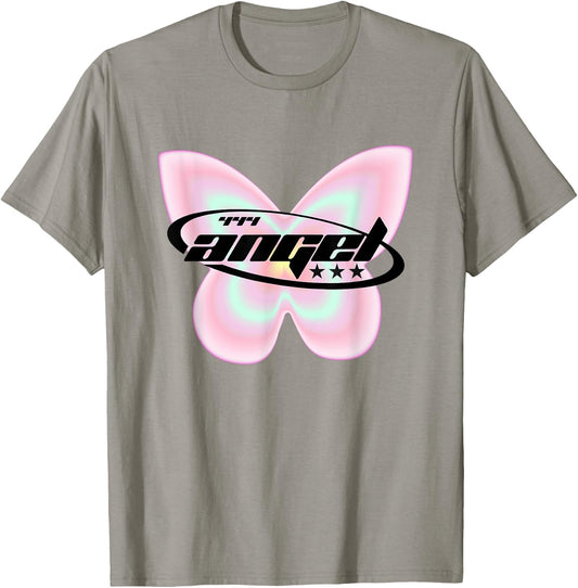 Y2K Girl 444 Angel Number Butterfly Fairy Aesthetic T-Shirt - T-Shirt | Sand