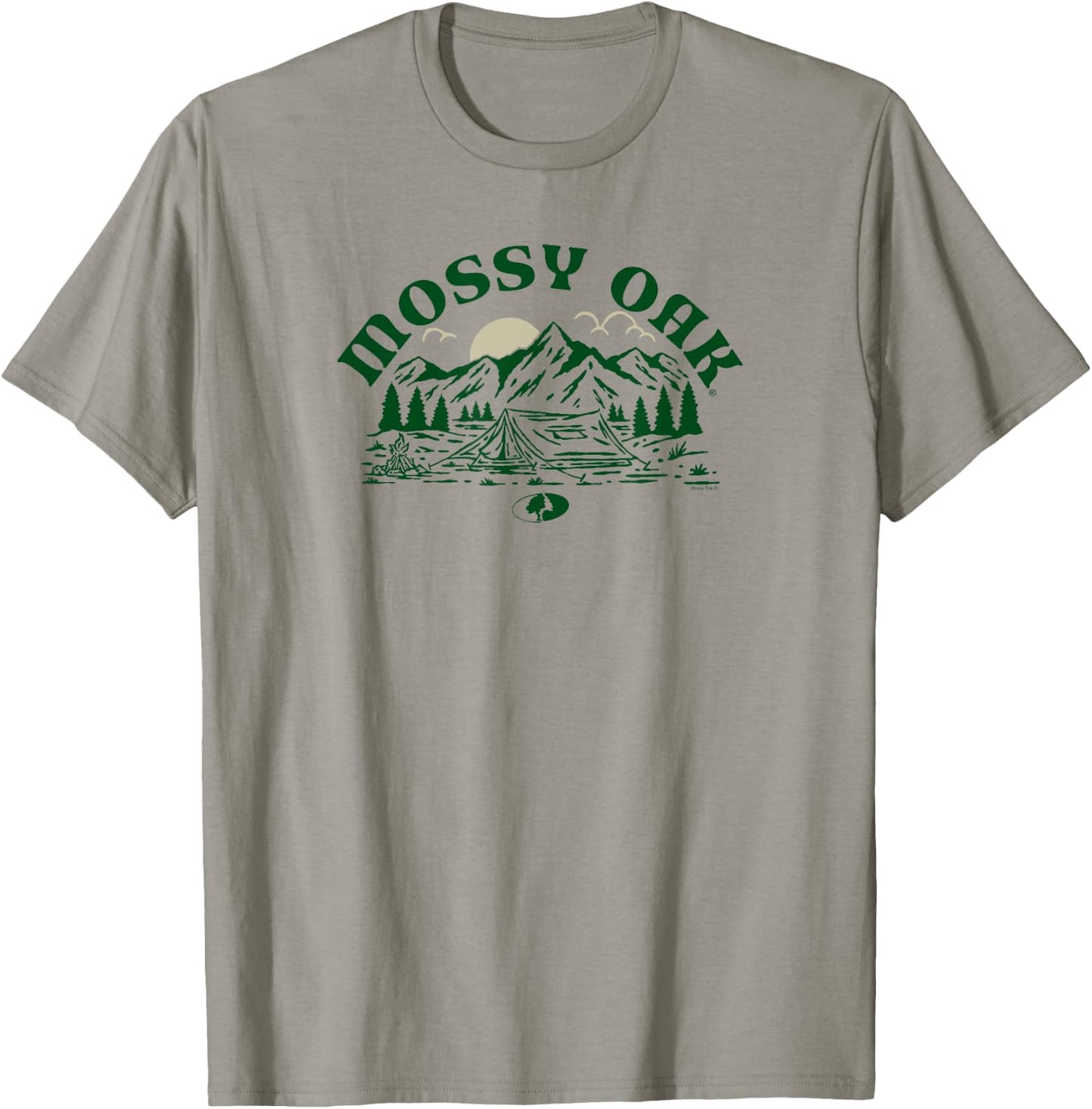 Mossy Oak Camping Retro Mountain Landscape Logo T-Shirt - T-Shirt | Sand