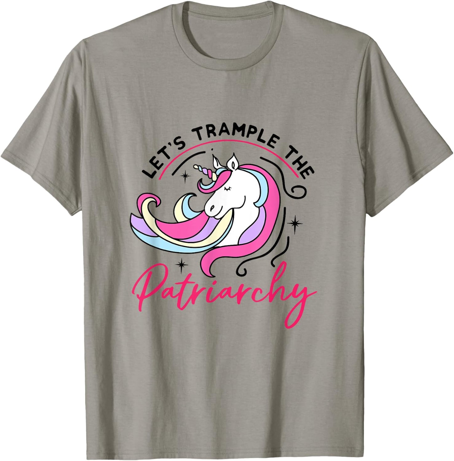 Trample The Patriarchy Funny Feminist Rights Unicorn T-Shirt - T-Shirt | Sand