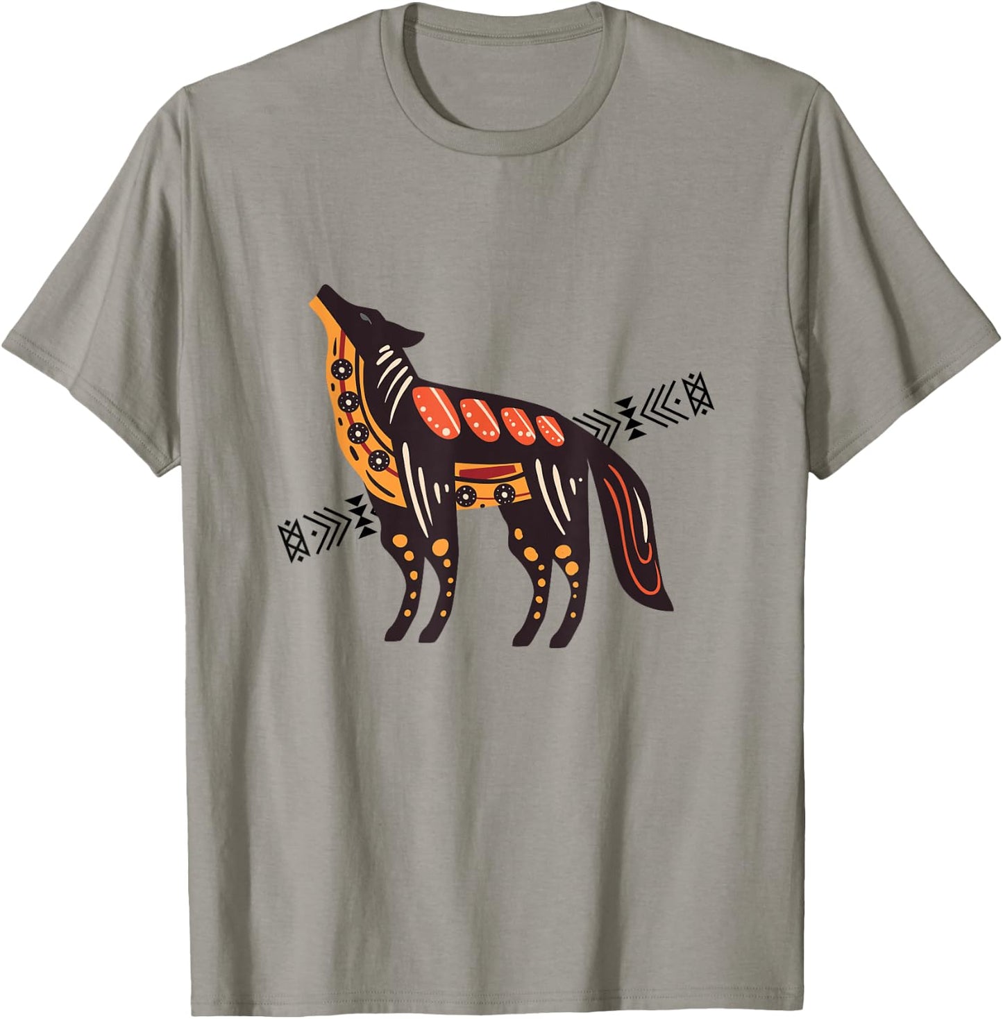 Native American Indian Coyote Wolf Tribal Style Southwest T-Shirt - T-Shirt | Sand