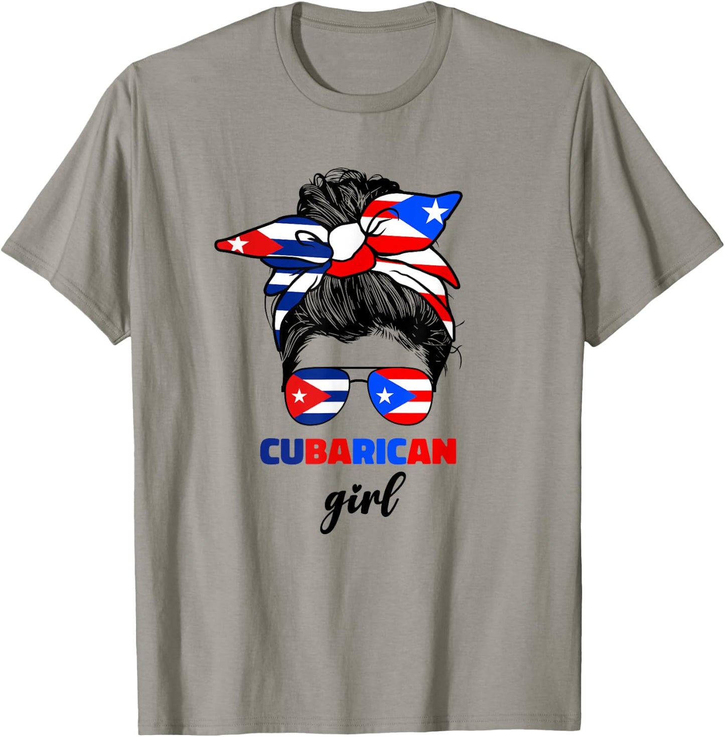 Half Cuban And Puerto Rican Rico Cuba Flag Cubarican Girl T-Shirt - T-Shirt | Sand