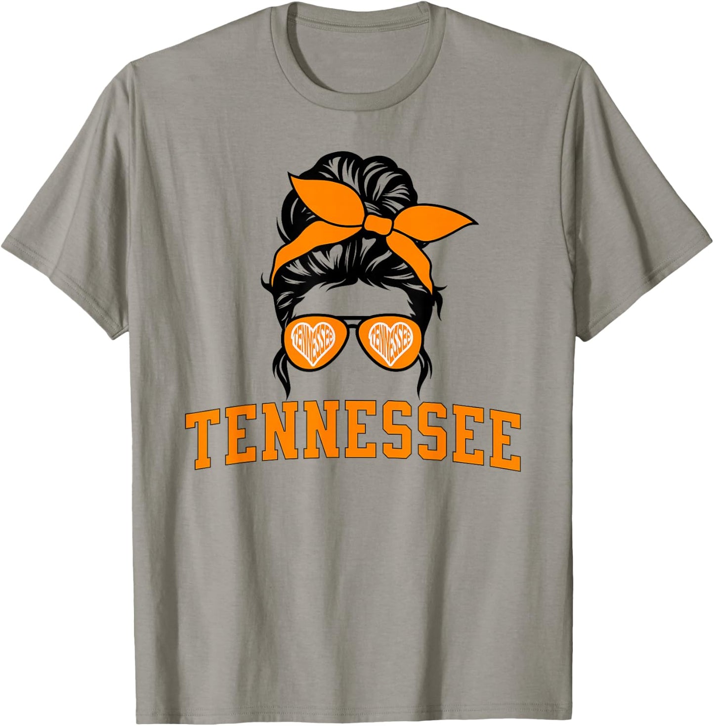 Tennessee State Women's Kids TN Orange Fan Messy Bun Hair T-Shirt - T-Shirt | Sand