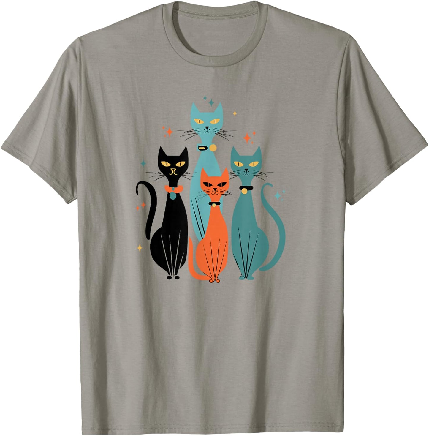 Retro Cats Midcentury Mid Century Age 50s 60s Space T-Shirt - T-Shirt | Sand