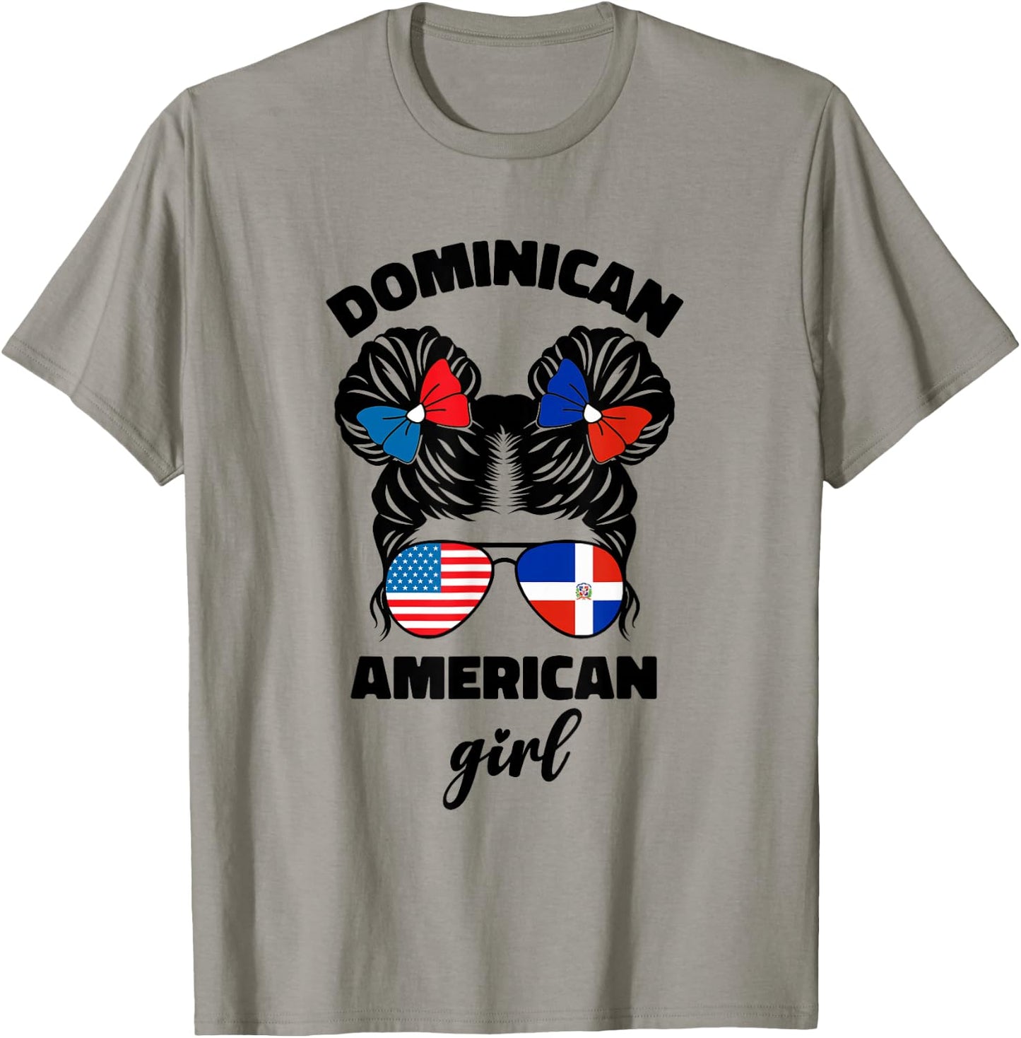 Half Dominican and American Dominicana USA Flag Kids Girl T-Shirt - T-Shirt | Sand