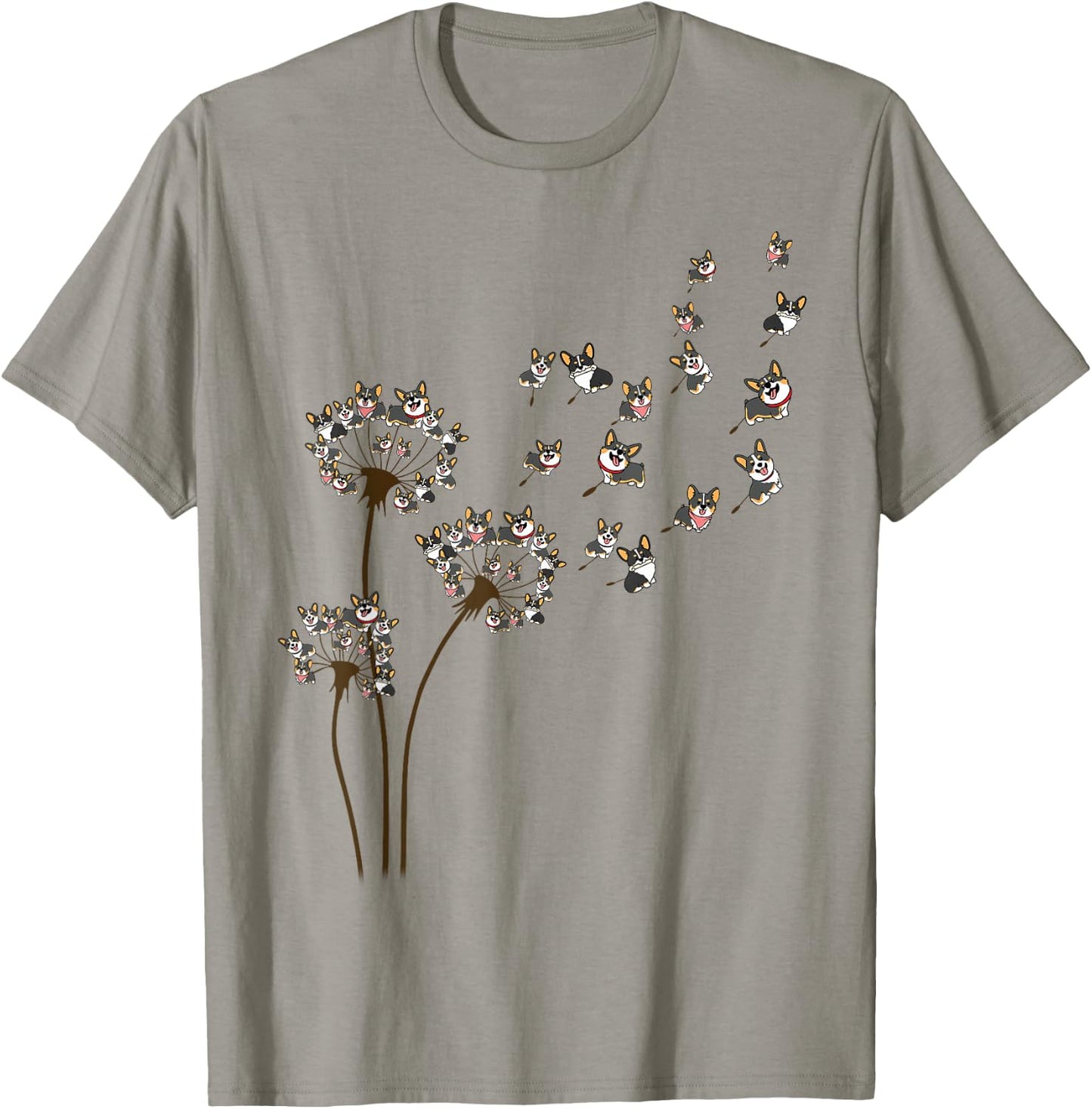 Dandelion Corgi T-Shirt - T-Shirt | Sand
