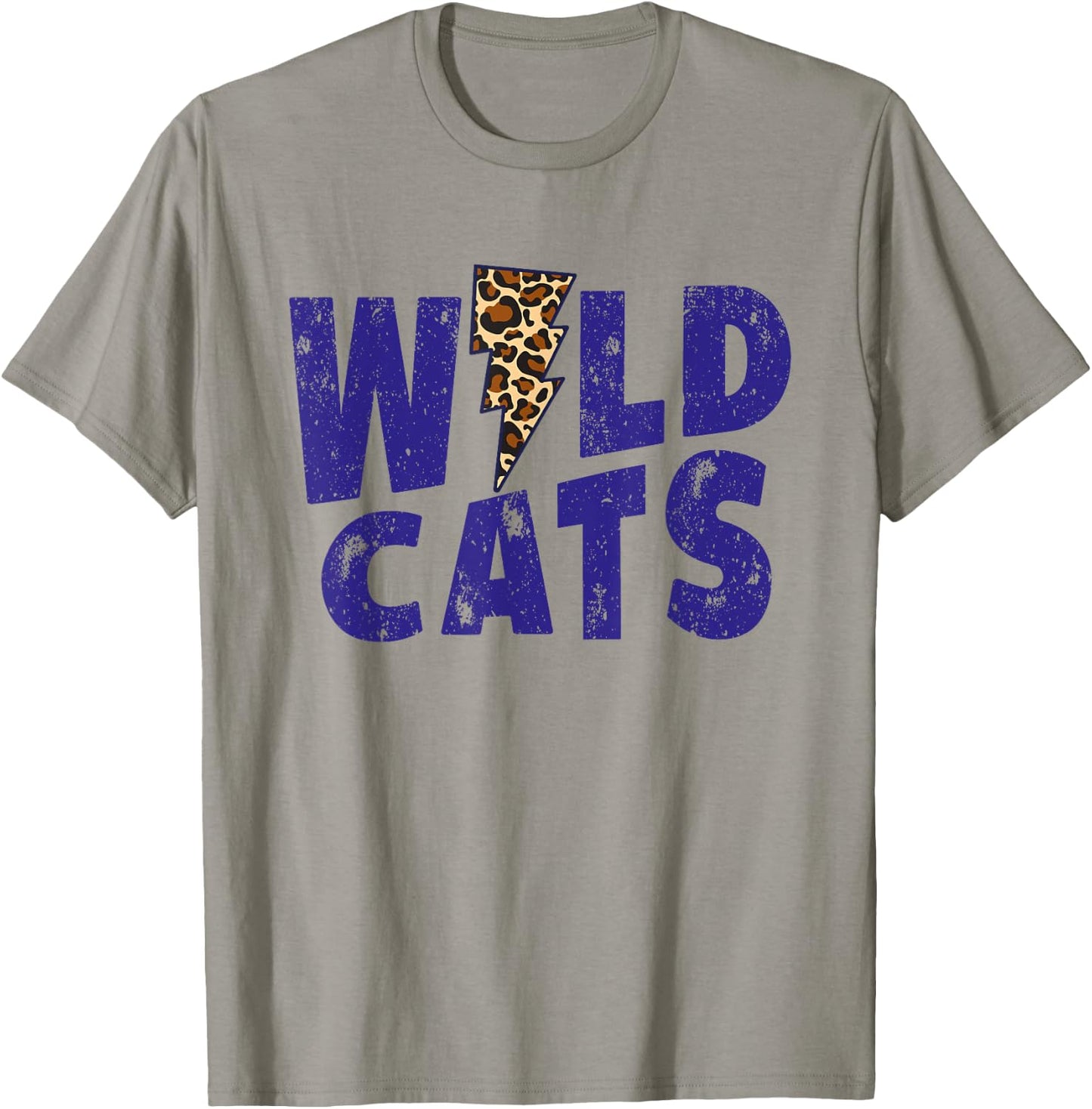 Wildcats Leopard Print Lightning Sign Cheetah Distressed T-Shirt - T-Shirt | Sand
