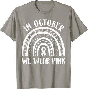 Breast Cancer Awareness Month Rainbow Kids Men & Pink T-Shirt - T-Shirt | Sand