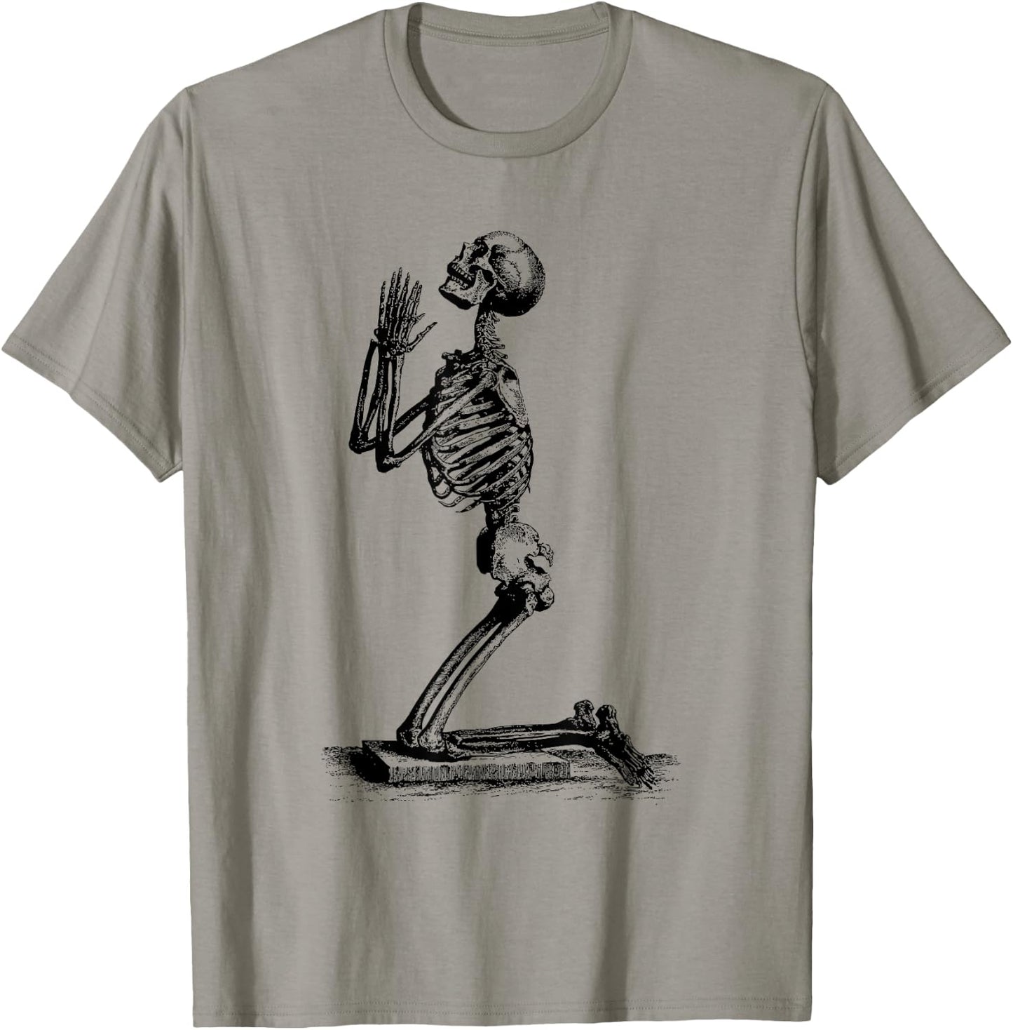 Vintage Illustration of a Praying Skeleton T-Shirt - T-Shirt | Sand