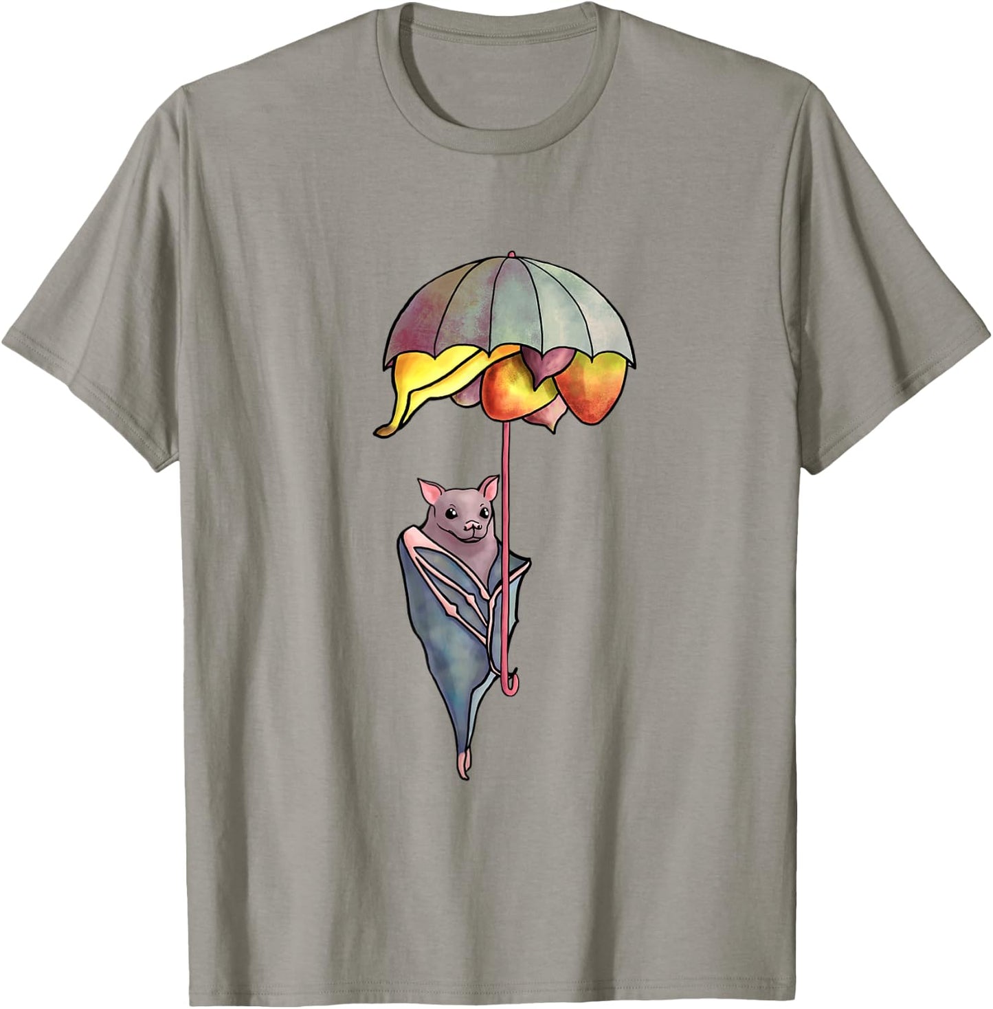 Cute Fruit Bat with Umbrella Fruit Basket T-Shirt - T-Shirt | Sand
