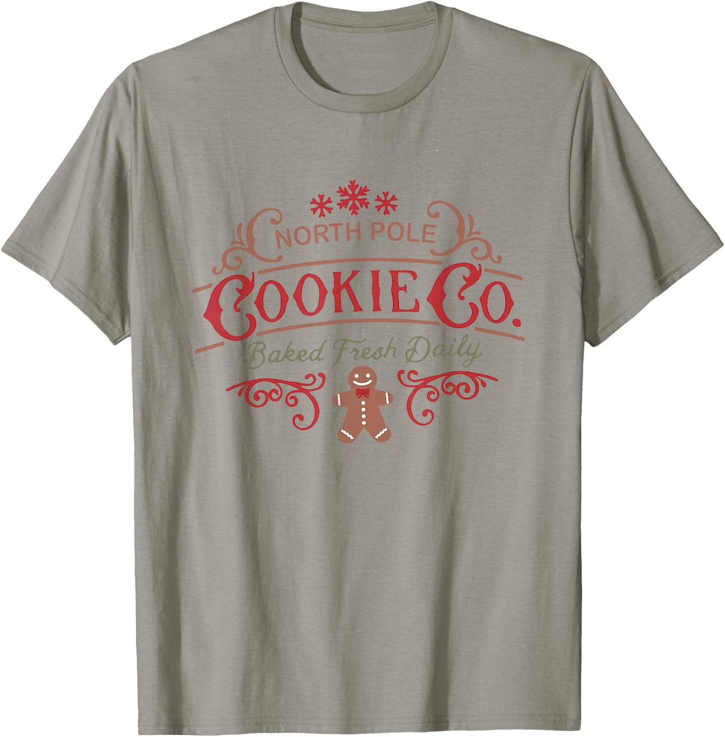 Women Retro Christmas Gingerbread Bakery North Pole Cookie T-Shirt - T-Shirt | Sand