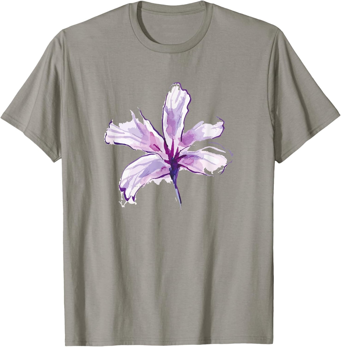 Purple White Watercolor Flower Art Paint Graphic Design Gift T-Shirt - T-Shirt | Sand