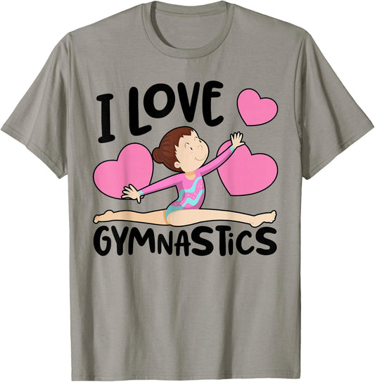 I Love Gymnastics Sports Gymnast Girls Women Cute Heart T-Shirt - T-Shirt | Sand