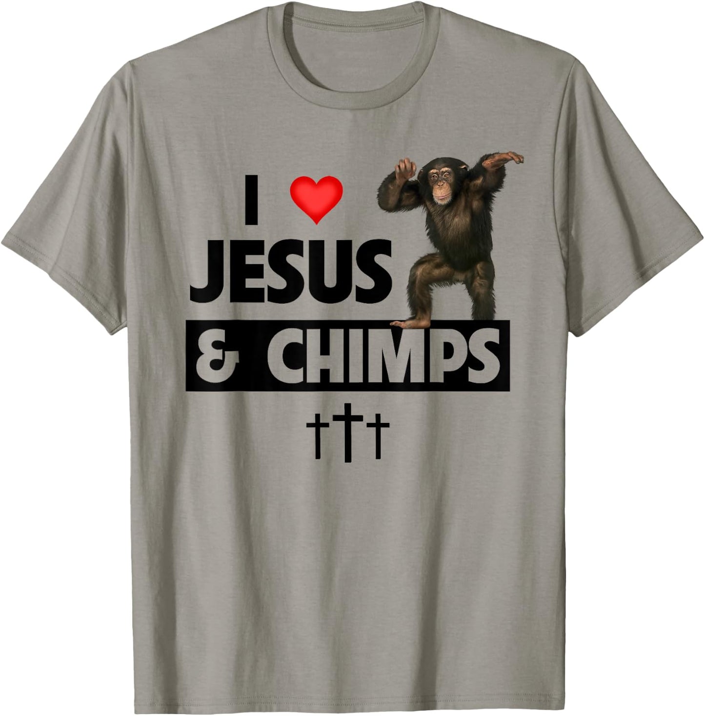 I Love Jesus and Chimps Christian Chimpanzee Monkey Lovers T-Shirt - T-Shirt | Sand