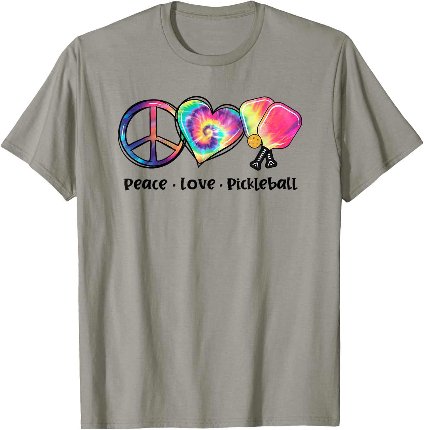 Tie Dye Peace Love Pickleball Lovers Cute Pickleball T-Shirt - T-Shirt | Sand