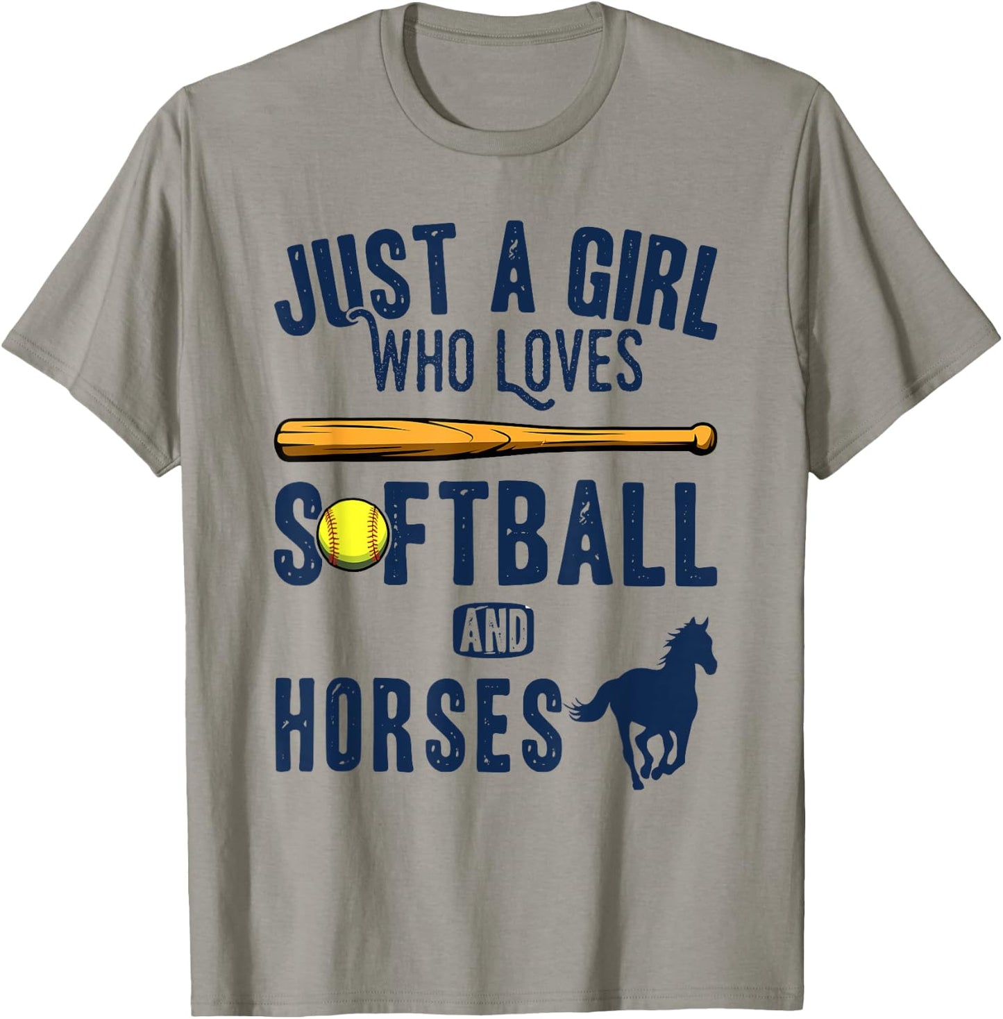 Just a girl who loves Horses and softball kids funny saying T-Shirt - T-Shirt | Sand