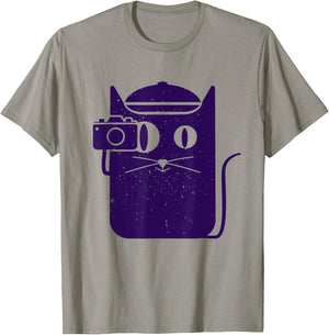 Camera Cat Funny Cute Kawaii Photography Photographer Men Women Kids T-Shirt - T-Shirt | Sand