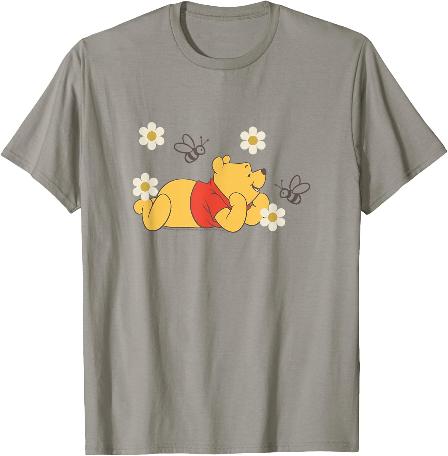 Disney Winnie The Pooh in Nature with Bees Floral Portrait T-Shirt - T-Shirt | Sand