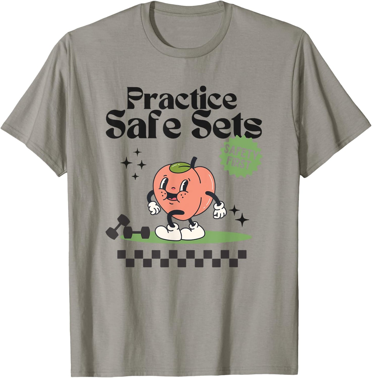 Practice Safe Set Funny Gym Weightlifting Cover T-Shirt - T-Shirt | Sand