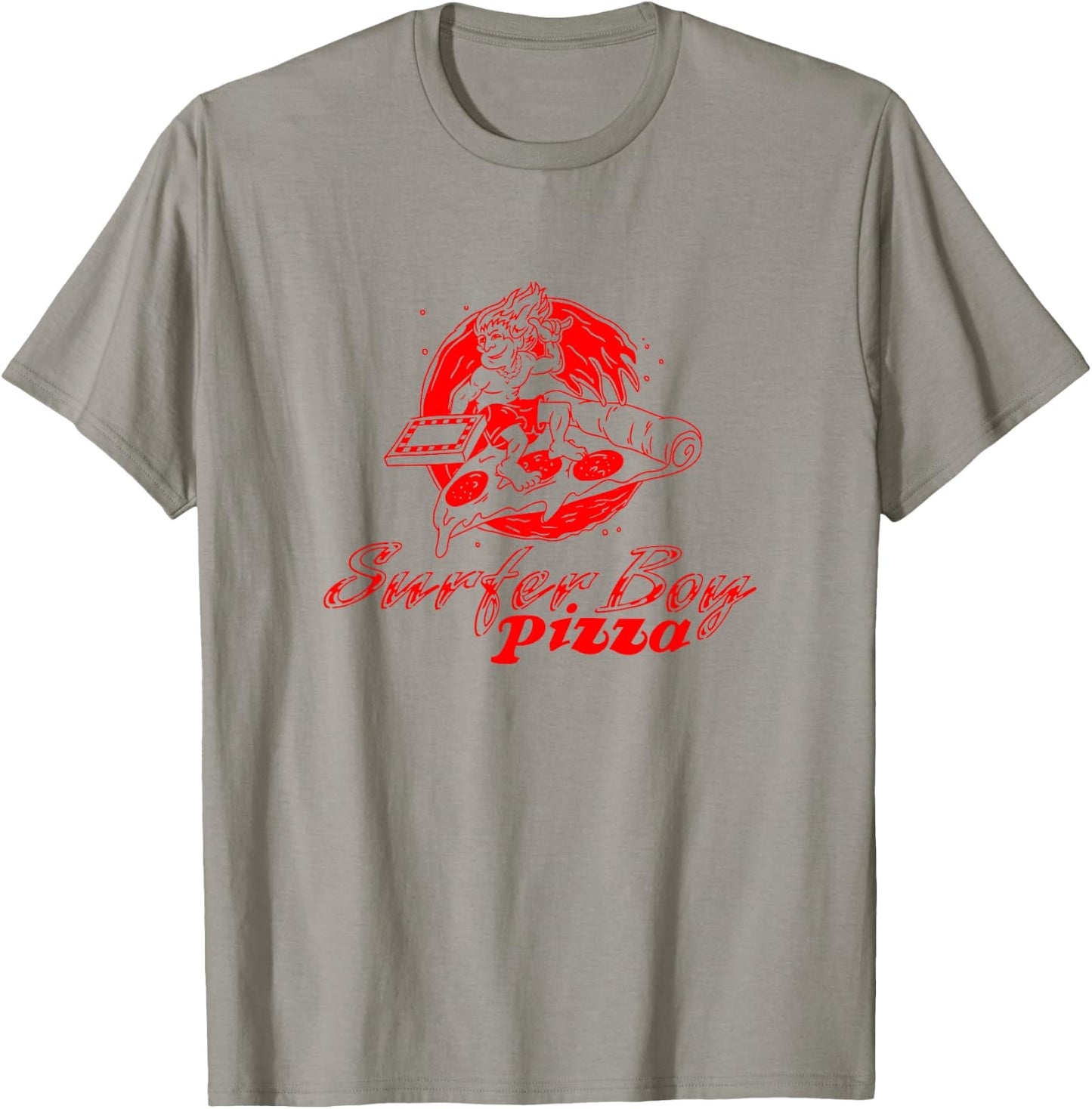 Stranger Things Surfer Boy Pizza Retro Outline Logo T-Shirt - T-Shirt | Sand