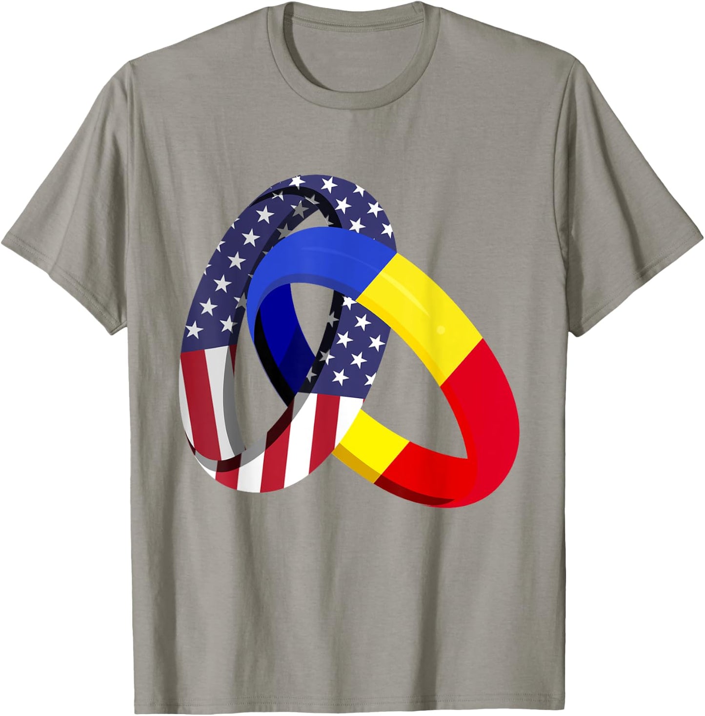 Romania American Ring Heritage Month Patriot Flags T-Shirt - T-Shirt | Sand