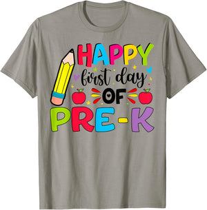 Happy First Day Of Pre-k Girls Boys Teacher Pre-K Team T-Shirt - T-Shirt | Sand