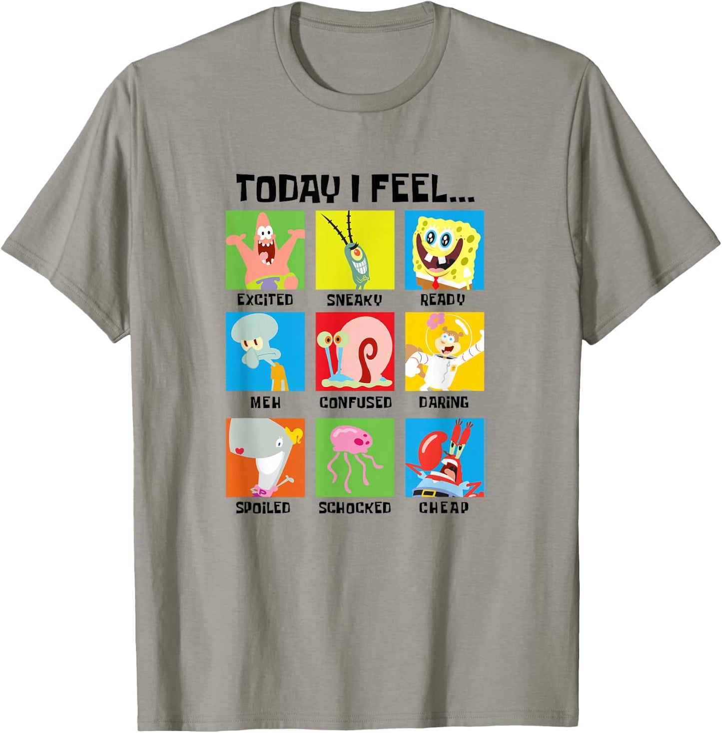 SpongeBob SquarePants Today I Feel… Character Panel Moods T-Shirt - T-Shirt | Sand