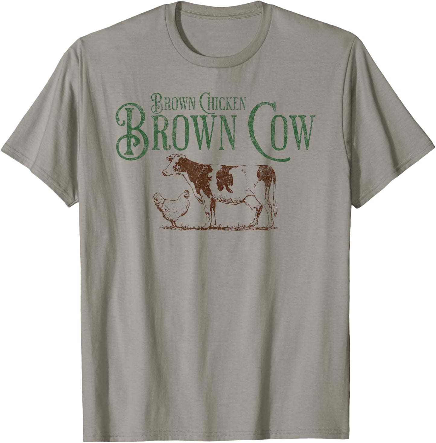 Brown Chicken Brown Cow Funny Bow Chicka Wow Wow Joke T-Shirt - T-Shirt | Sand