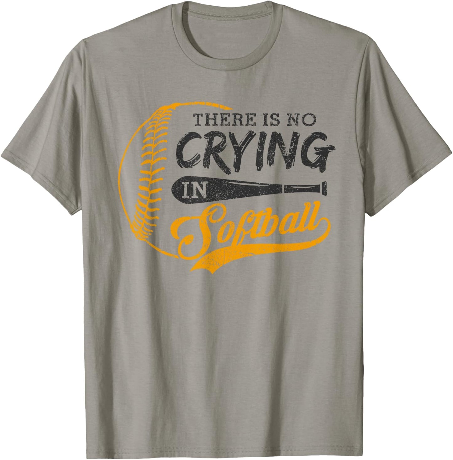 Vintage There Is No Crying In Softball Sports Funny Softball T-Shirt - T-Shirt | Sand