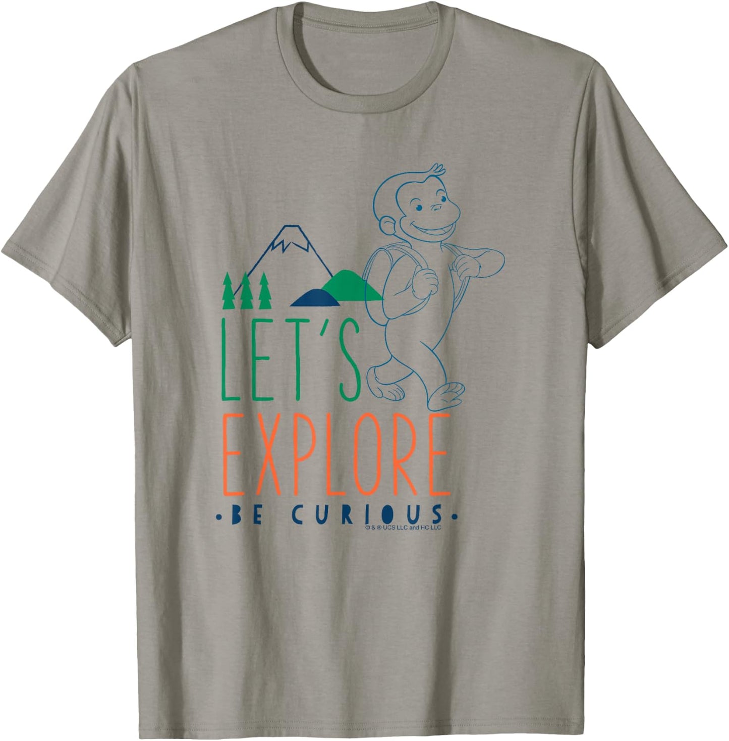 Curious George Let's Explore George Hiking Poster T-Shirt - T-Shirt | Sand