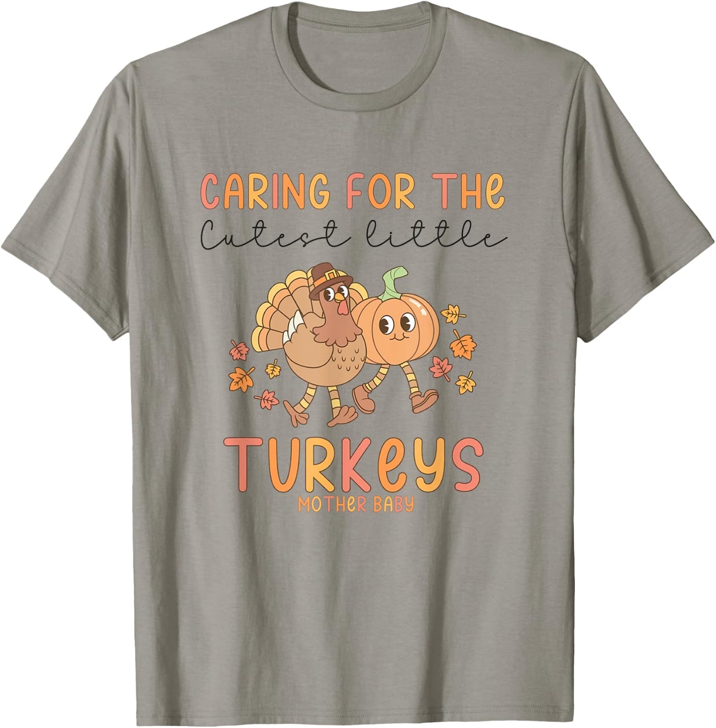 Retro Thanksgiving Mother Baby Nurse Postpartum Maternity T-Shirt - T-Shirt | Sand