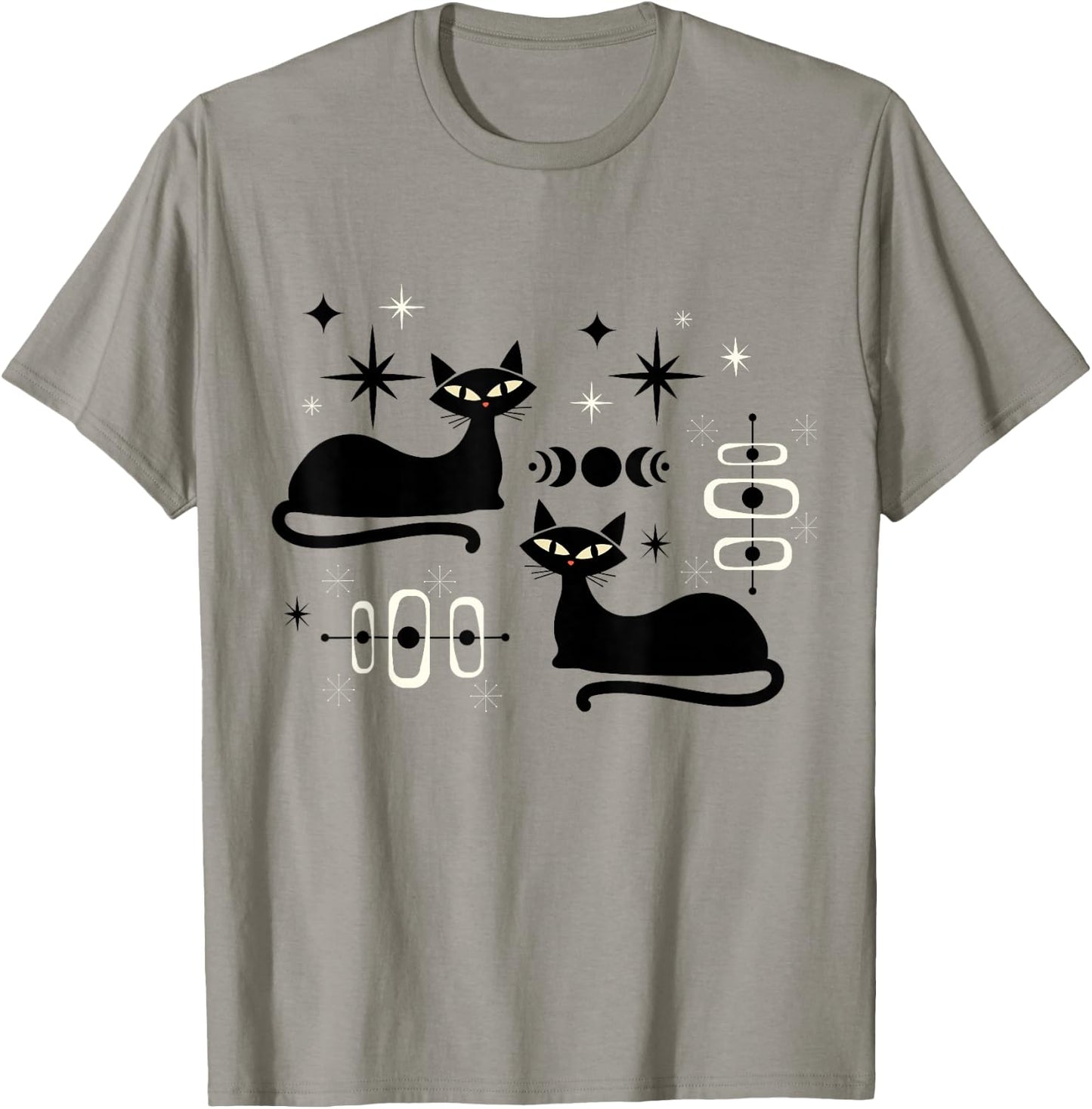 Midcentury Mid Century Cat Retro Atomic Age Space Modern T-Shirt - T-Shirt | Sand