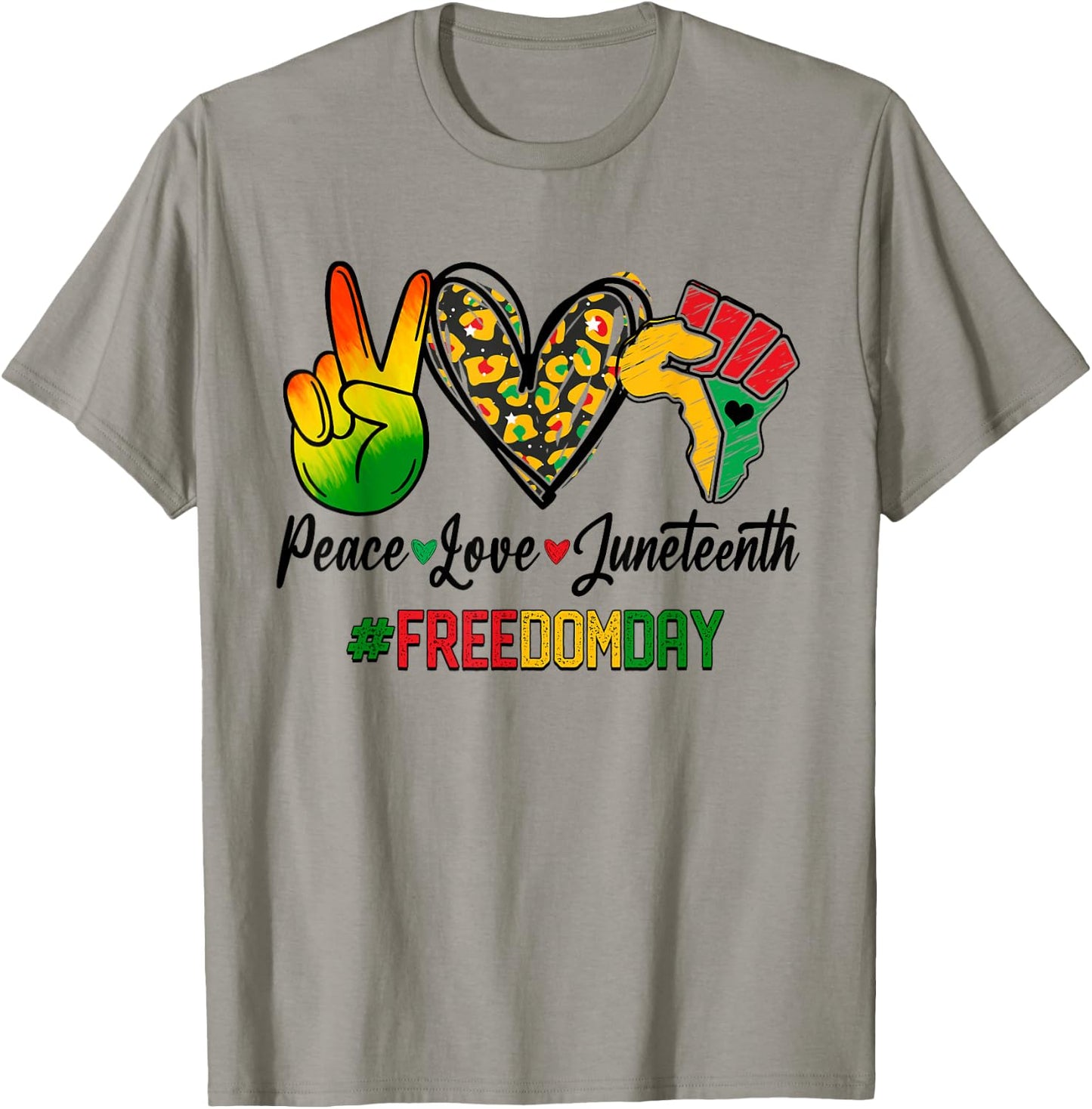 Peace Love Juneteenth 1865 Freedom Day African American T-Shirt - T-Shirt | Sand