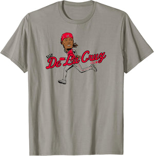 Elly De La Cruz - Caricature - Cincinnati Baseball T-Shirt - T-Shirt | Sand