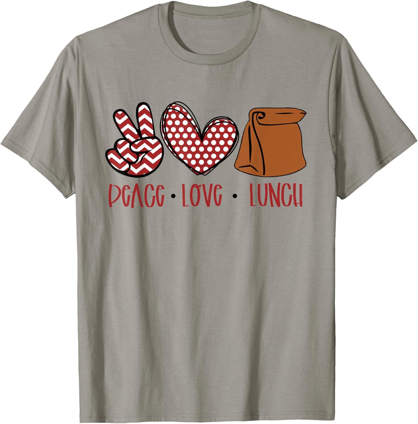 Lunch Lady Peace Love Lunch Peace Heart Sign Women Men Kid T-Shirt - T-Shirt | Sand