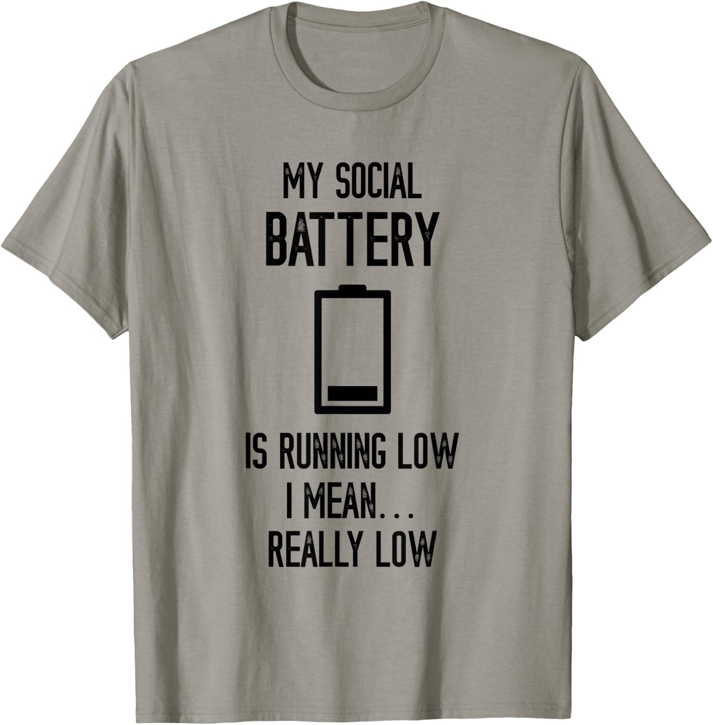 Social Battery Running Low Funny Social Introvert People Shy T-Shirt - T-Shirt | Sand