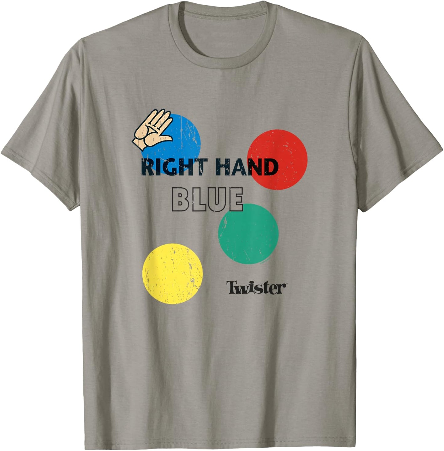 Twister Vintage Retro Distressed Right Hand Blue Game Logo T-Shirt - T-Shirt | Sand