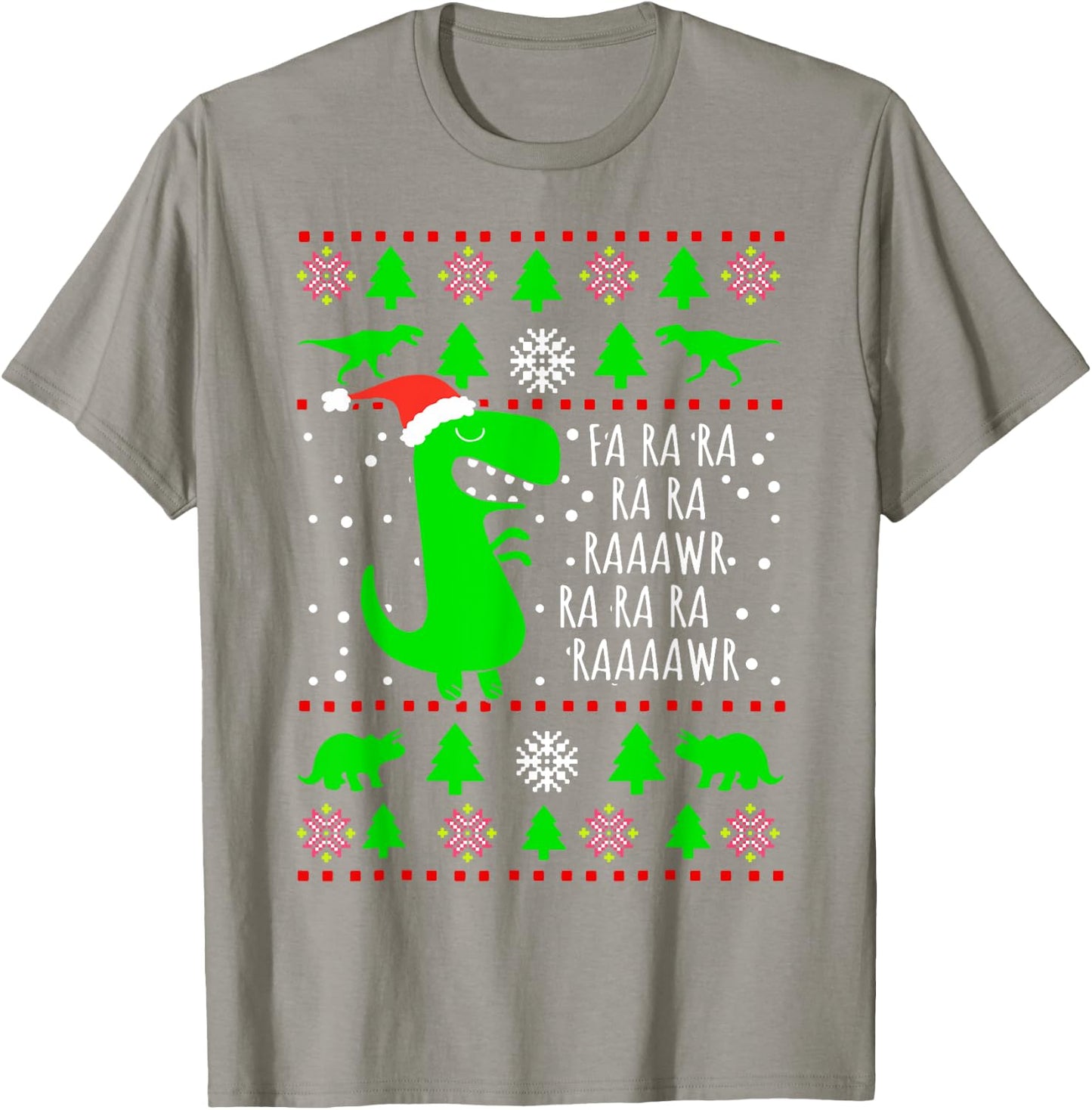 Dinosaur Ugly Christmas Sweater Fa Ra Rawr Family Kids Boys T-Shirt - T-Shirt | Sand