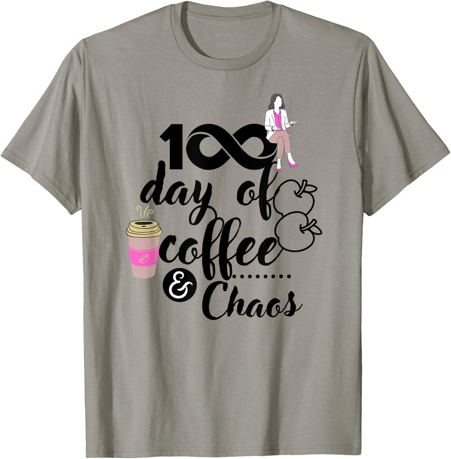 This Teacher Has Been Running On Coffee And Chaos 100 Days Women Kids T-Shirt - T-Shirt | Sand