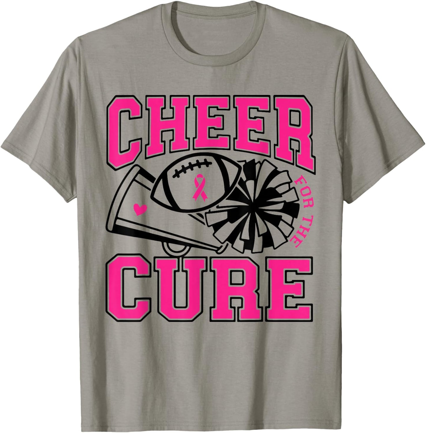 Cheer For The Cure Breast Cancer Awareness Cheerleader T-Shirt - T-Shirt | Sand