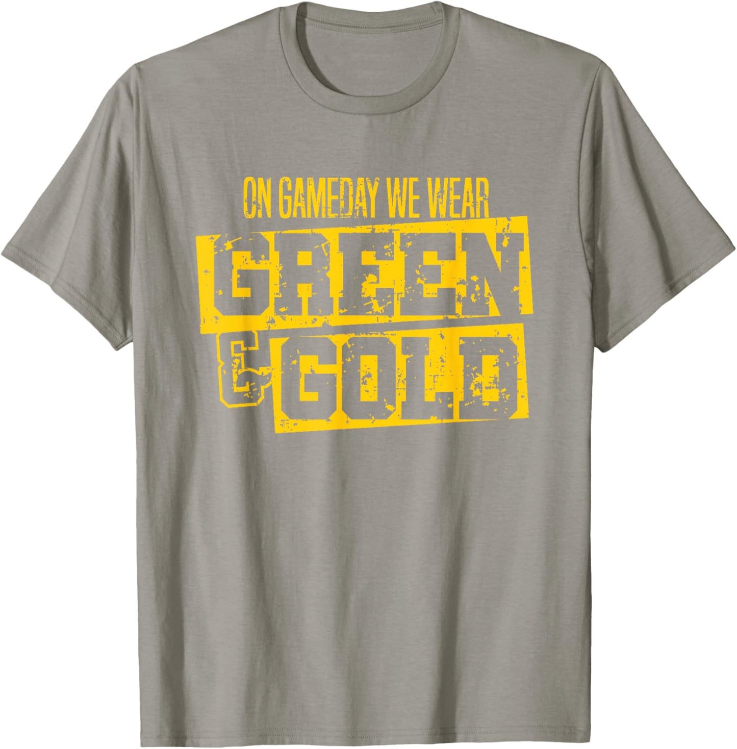 Green & Gold Game Day Group School Football Sports Fan T-Shirt - T-Shirt | Sand
