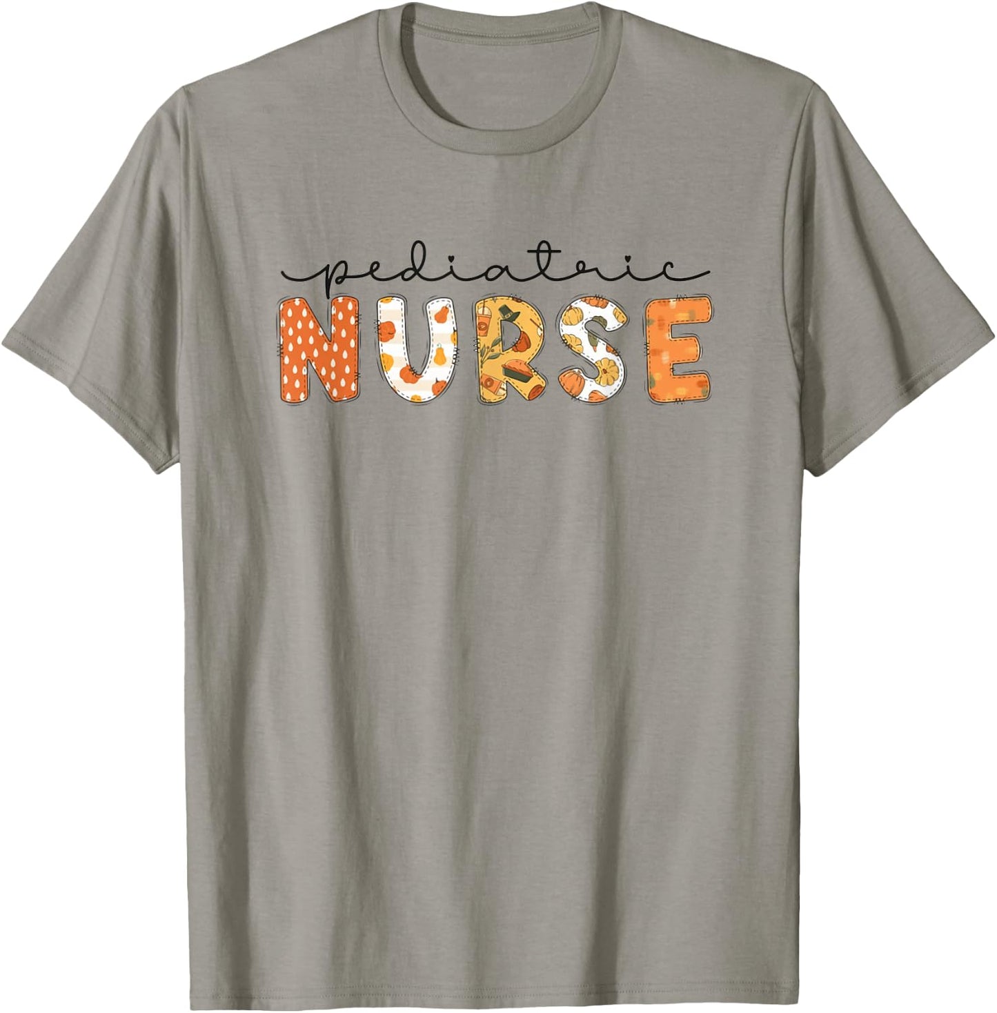 Fall Pediatric Nurse Thanksgiving Thankful PEDS Nurse Crew T-Shirt - T-Shirt | Sand