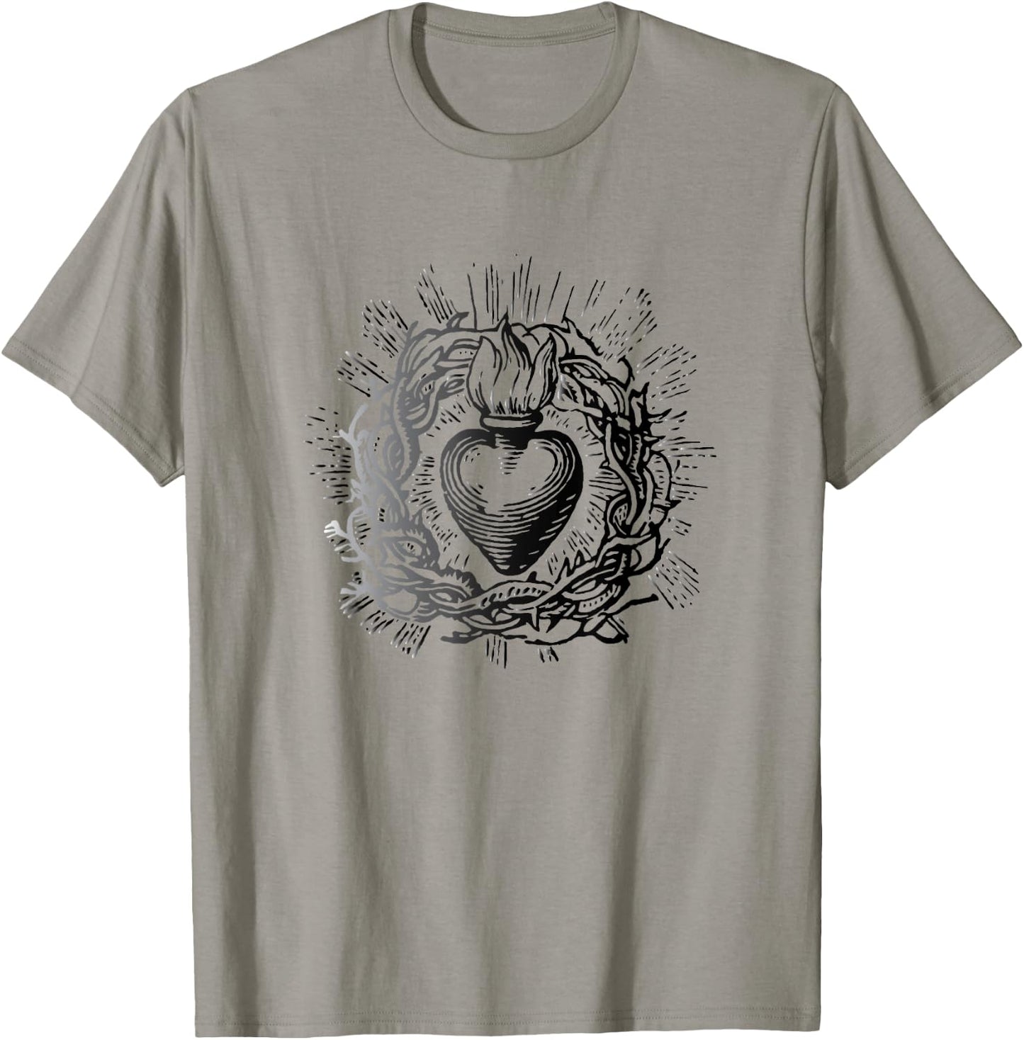 Traditional Sacred Heart of Jesus T-Shirt - T-Shirt | Sand