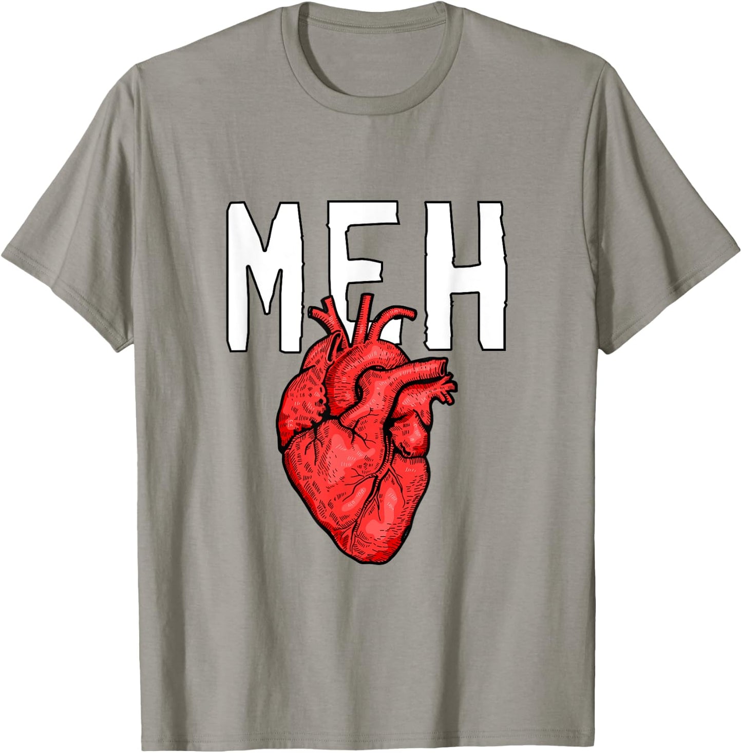 Anti Valentine's Day Anatomically Correct Heart Meh Geek T-Shirt - T-Shirt | Sand