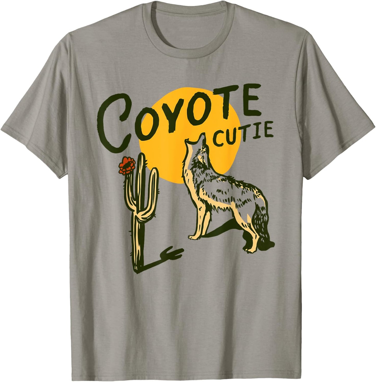 Coyote Cutie: Cute, Adorable Howl At The Moon Wolf Animal T-Shirt - T-Shirt | Sand