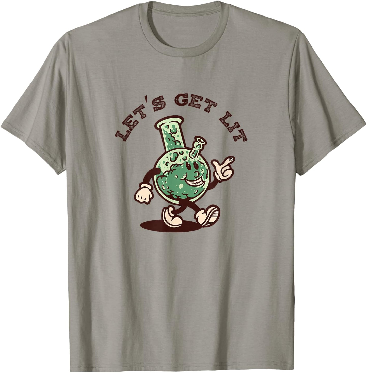 Let's Get Lit - Retro Vintage Cartoon Bong T-Shirt - T-Shirt | Sand