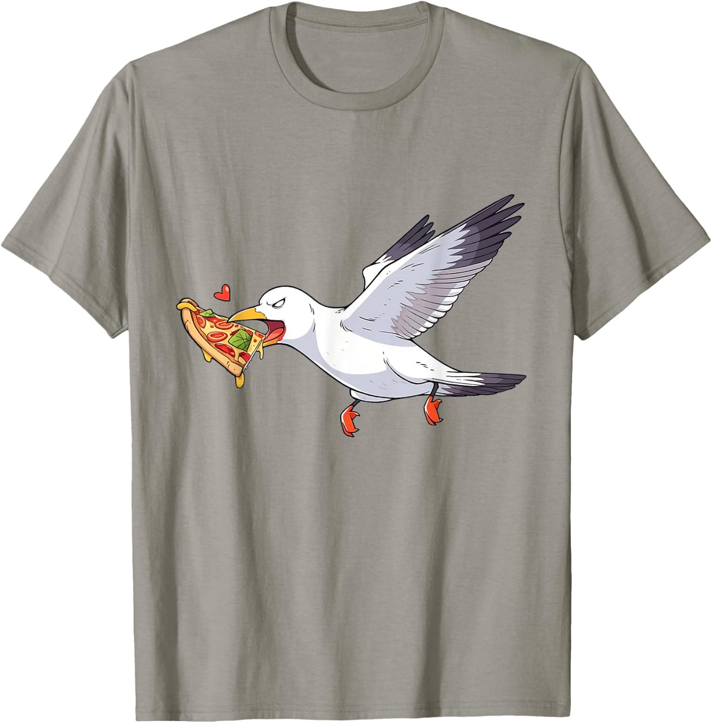 Cranky Seagull Funny Shirt Beach Birds Stealing Pizza Summer T-Shirt - T-Shirt | Sand