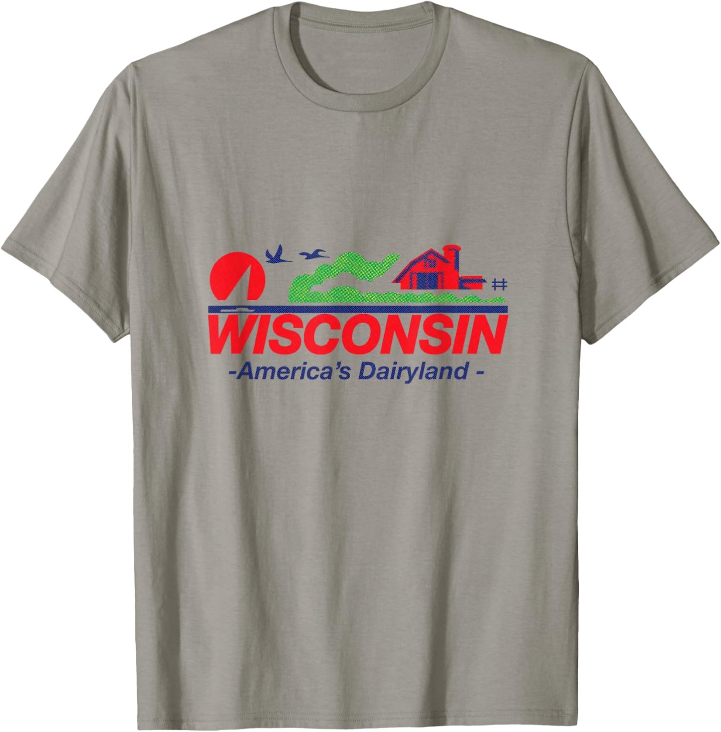 Wisconsin License Plate America's Dairyland Halftone Retro T-Shirt - T-Shirt | Sand